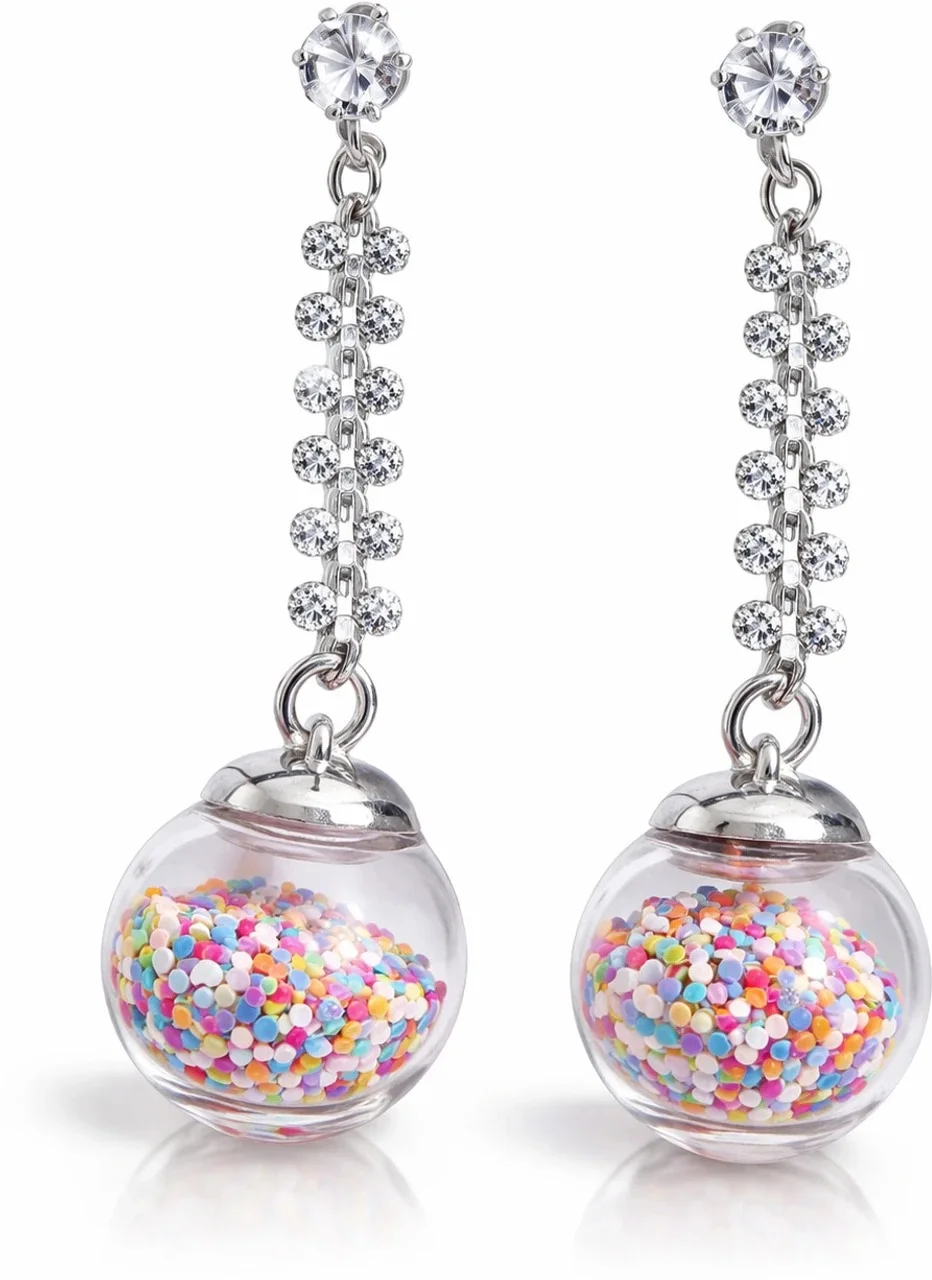SHREE RIDDHIVE Crystal Dangle Earrings for Women Silver Beaded Drop Earrings Party Wear Korean Style Danglers Fashion Jewellery for Girls Wedding Festive Gift Accessories image 1