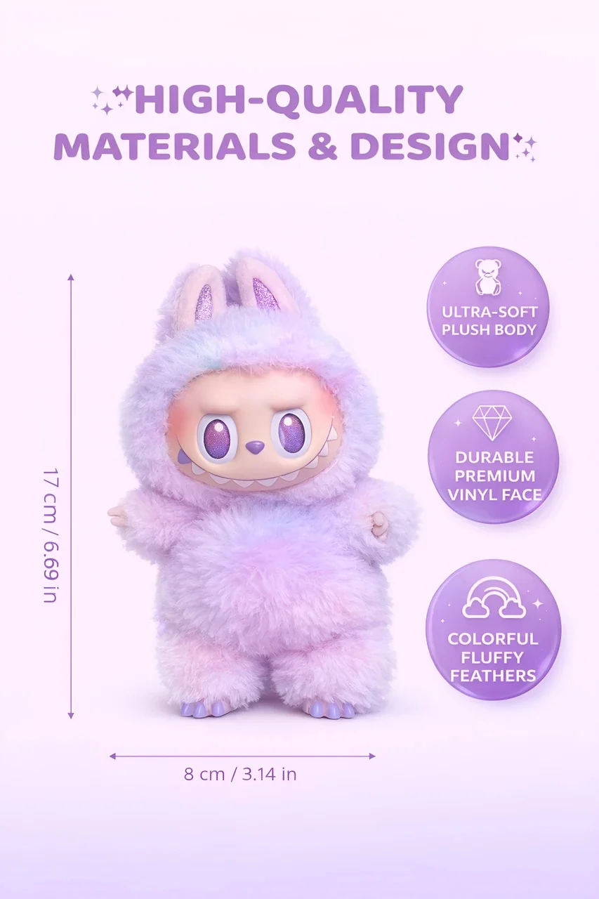 Labubu Plush Bunny Monster Keychain Toy | Soft Fluffy Collectible Doll Bag Charm image 2