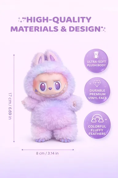 Labubu Plush Bunny Monster Keychain Toy | Soft Fluffy Collectible Doll Bag Charm thumbnail 1