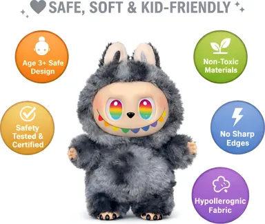 Labubu Plush Bunny Monster Keychain Toy | Soft Fluffy Collectible Doll Bag Charm thumbnail 3