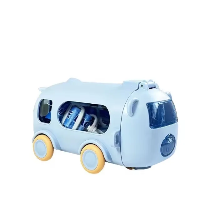 Cute Cartoon Bus Shape Water Bottle for Kids | Leakproof Sipper Bottle with Straw & Strap | BPA Free School Bottle 500 ML image 2