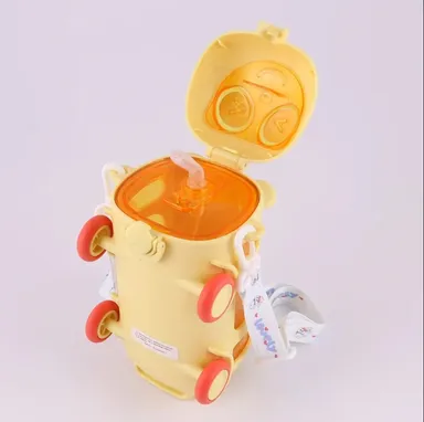 Cute Cartoon Bus Shape Water Bottle for Kids | Leakproof Sipper Bottle with Straw & Strap | BPA Free School Bottle 500 ML  thumbnail 3