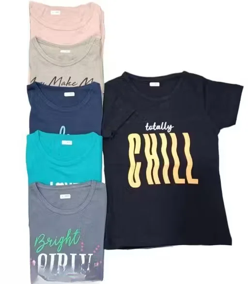 Girls Cotton Printed T Shirt Pack of 4 Assorted Colours & Cute Graphic Prints Soft Breathable Casual Half Sleeve Tees for Kids Daily Wear Summer Clothing Combo Multicolor 5-6 Years image 1
