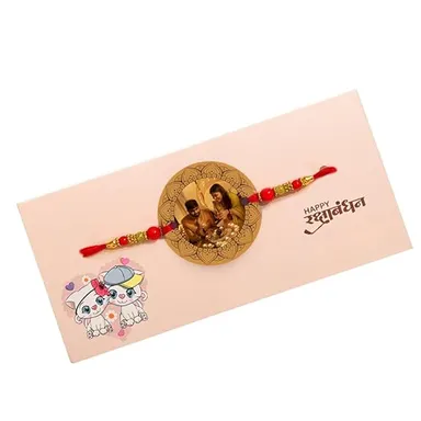 Personalised MDF Fridge Magnet Rakhi for Brother Bhai Bhaiya Customised Raksha Bandhan Gift Decorative Designer Rakhi with Magnet Keepsake thumbnail 0