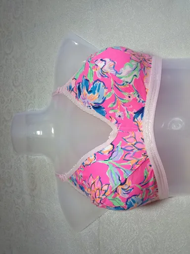 Full Coverage Cotton Seamed Bra in Olive Floral Print with Contrast Piping Women Floral Print Non-Padded Cotton Bra – Vibrant Pink Multi-Colour (32A) 32B thumbnail 0