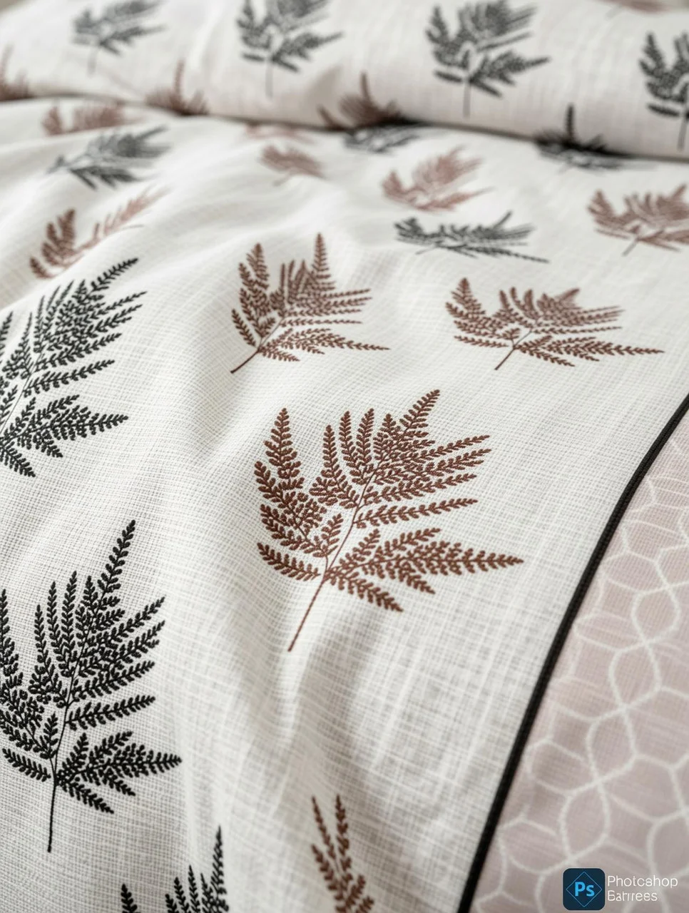 YASHI DÉCOR Premium Cotton Double Bedsheet with Pillow Covers Pastel Pink & White Fern Leaf Free Size image 2
