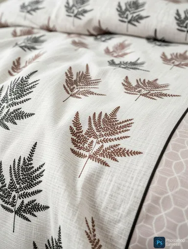 YASHI DÉCOR Premium Cotton Double Bedsheet with Pillow Covers Pastel Pink & White Fern Leaf Free Size thumbnail 1