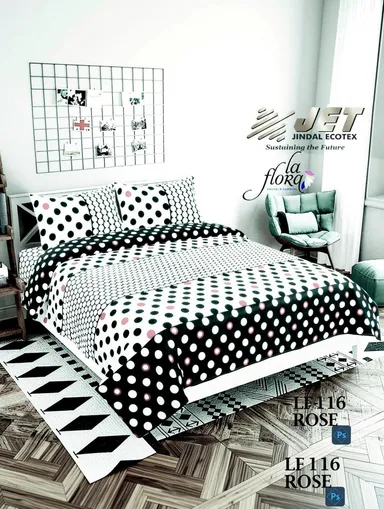 YASHI DÉCOR Luxury 100% Cotton Double King Bedsheet with Matching Pillow Covers | Ultra Soft, Breathable Printed Bed Linen Set for Home, Guest Room & Hotel Use thumbnail 2