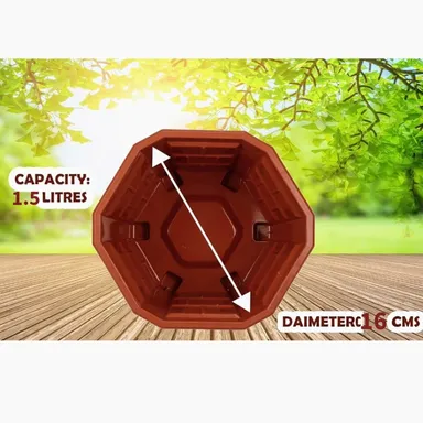 5 Inchs Hexagonal Plastic small pots, small nursery flower pot Pack of 4, Small Durable Plant pots small size, Indoor and Outdoor plants pot, flower Plastic Pot, Orange thumbnail 3