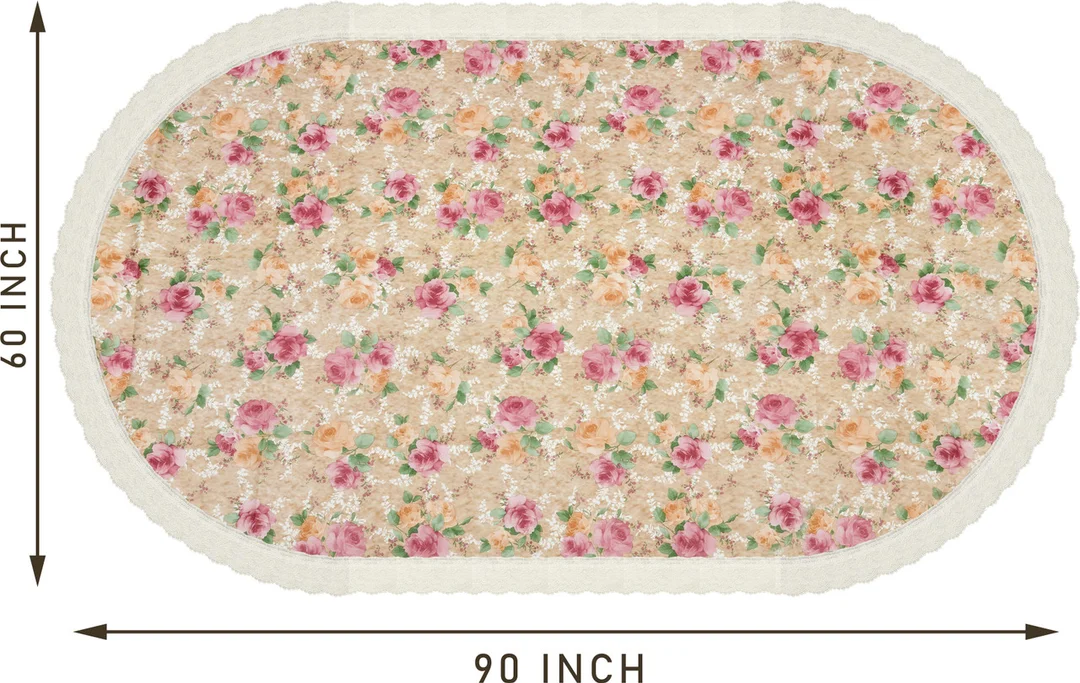 Dynamicdecor PVC 6 Seater Printed Table Cover | Waterproof Oval Dining Table Cloth | Easy Clean Table Protector for Home Decor 6 Seater Printed PVC Table Cover (Oval) Free Size image 2