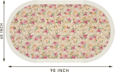 Dynamicdecor PVC 6 Seater Printed Table Cover | Waterproof Oval Dining Table Cloth | Easy Clean Table Protector for Home Decor 6 Seater Printed PVC Table Cover (Oval) Free Size thumbnail 1