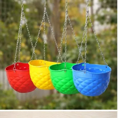 Square Plastic Pots 6 Inch Pack of 4 for Home Gardening, Durable Terracotta Color Gamla for Indoor Plants, Outdoor Balcony Flower Planters, Nursery Pot Set thumbnail 1