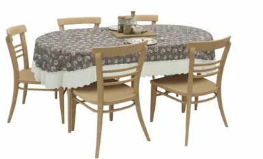Dynamicdecor PVC 6 Seater Printed Table Cover | Waterproof Oval Dining Table Cloth | Easy Clean Table Protector for Home Decor Brown/Grey Floral, Dusty Brown   Free Size thumbnail 1
