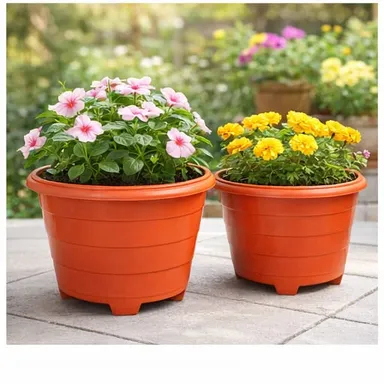 8 Inch Plastic Plant Pot Tray Pack of 9 Terracotta Colour Planter Saucer for Indoor Outdoor Gardening thumbnail 2