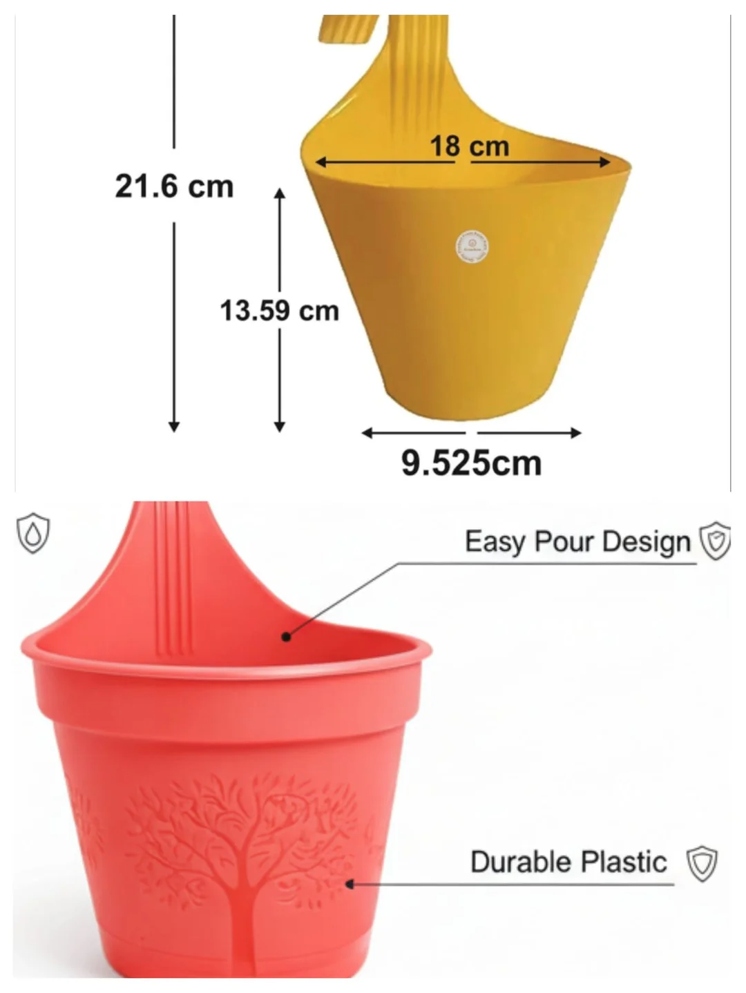 Plastic Gamla for Plants 16 cm Pack of 5, Orange Flower Pots for Home Garden, Balcony & Indoor Outdoor Use, Unbreakable Round Planter Set for Small Plants (6 Inch) image 4