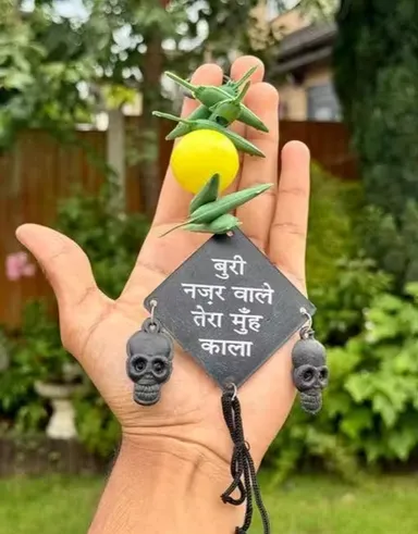 Nazar Battu Lemon Chilli Hanging for Home & Car | Evil Eye Protection thumbnail 0