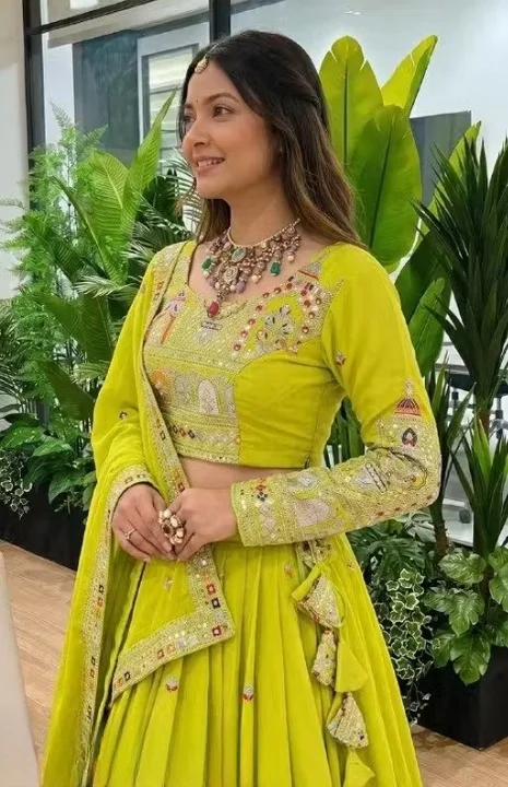 Designer Lehenga Choli for Women Wedding Wear Embroidered Party Wear Bridal Lehenga Choli Set with Dupatta Traditional Festive Ethnic Wear Ghagra Choli for Navratri Reception Engagement Functions Yellow Free Size image 2
