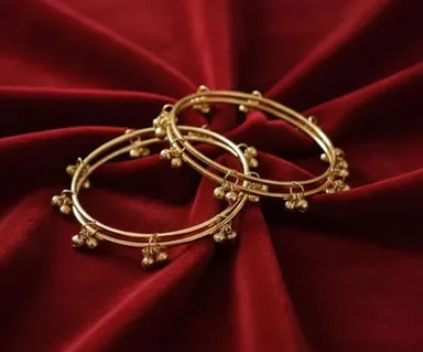 Traditional Latkan Ghungroo Kada Bangles for Women Antique Oxidized Gold Plated Ethnic Bracelet Set Pack of 4 with Hanging Ghungroo Bells Wedding Party Festive Jewellery for Saree Lehenga Ethnic Wear Accessories India Kada Bangles 2.6 thumbnail 0