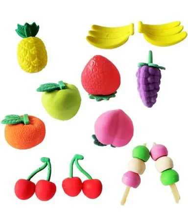 YOOKO® ( 8 Pcs) Fancy Fruit & Vegetable Shape Eraser for Kids| Pencil Eraser for Girls Boys| Best for Birthday Return Gift (Assorted Design & Color) thumbnail 0