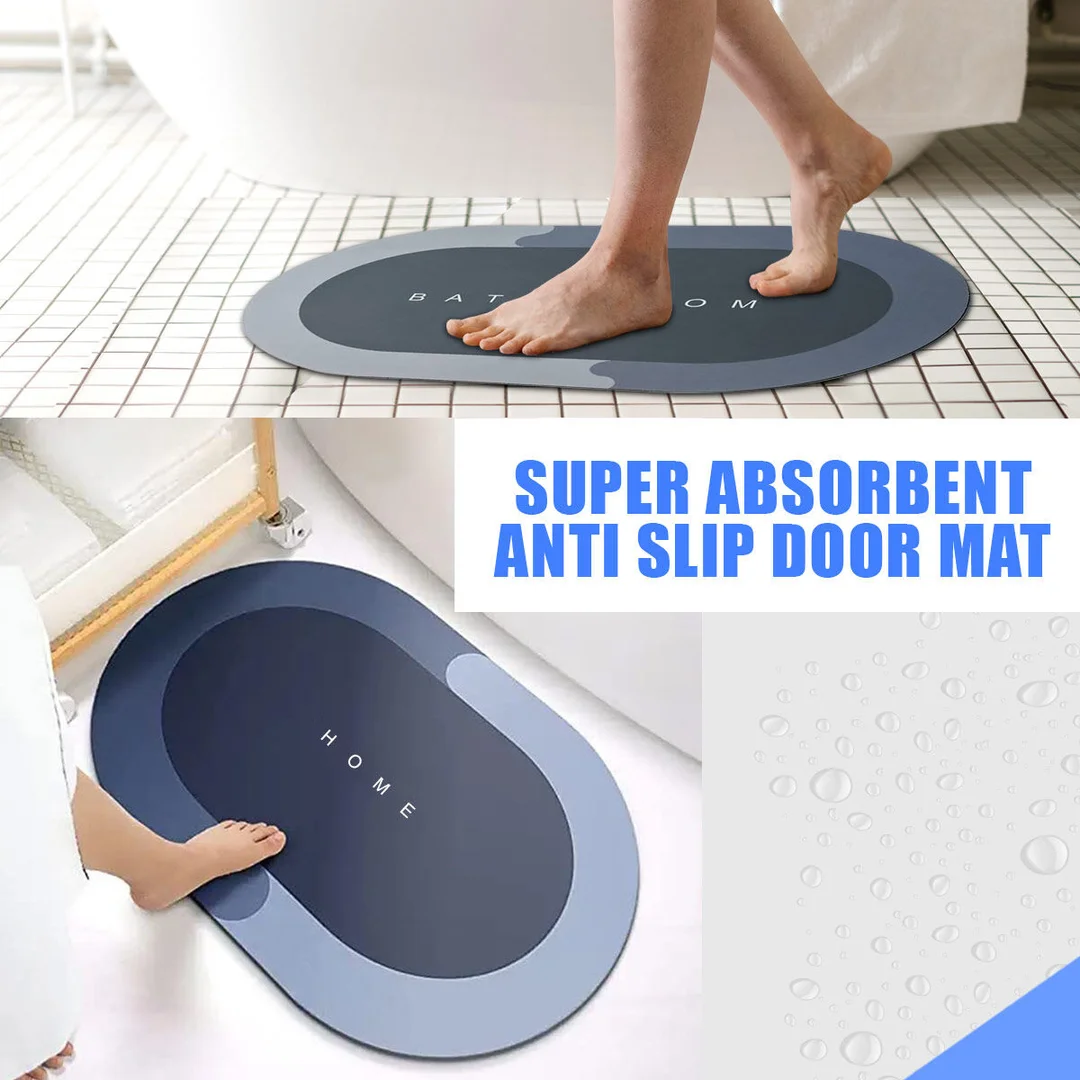 Anti-Slip Bathroom Floor Mat 60x40 cm | Quick Dry Water Absorbent Bath Mat for Bathroom & Kitchen image 4