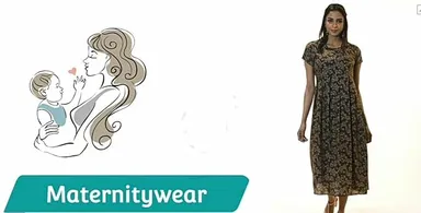 Women’s Cotton Rayon A-Line Maternity Dress with Feeding Zippers for Breastfeeding Mothers Soft Pregnancy Kurti for Daily Wear Office Home Baby Nursing Dress Gazari XXL thumbnail 2