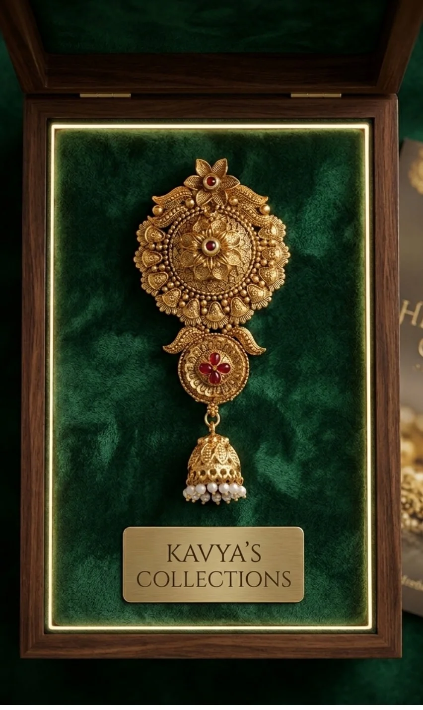 Matt Gold-Plated Peacock Inspired Floral Juda Pin with Ruby Stones and Pearl Drops Traditional Hair Accessory for Women Bridal Bun Jewellery Festive Wedding Juda Brooch image 4