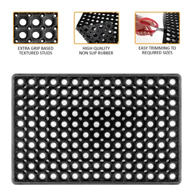 MARC Rubber Hollow Door Mat 3 Feet Black | Anti-Skid Heavy Duty Floor Mat for Home, Bathroom, Kitchen & Entrance thumbnail 1