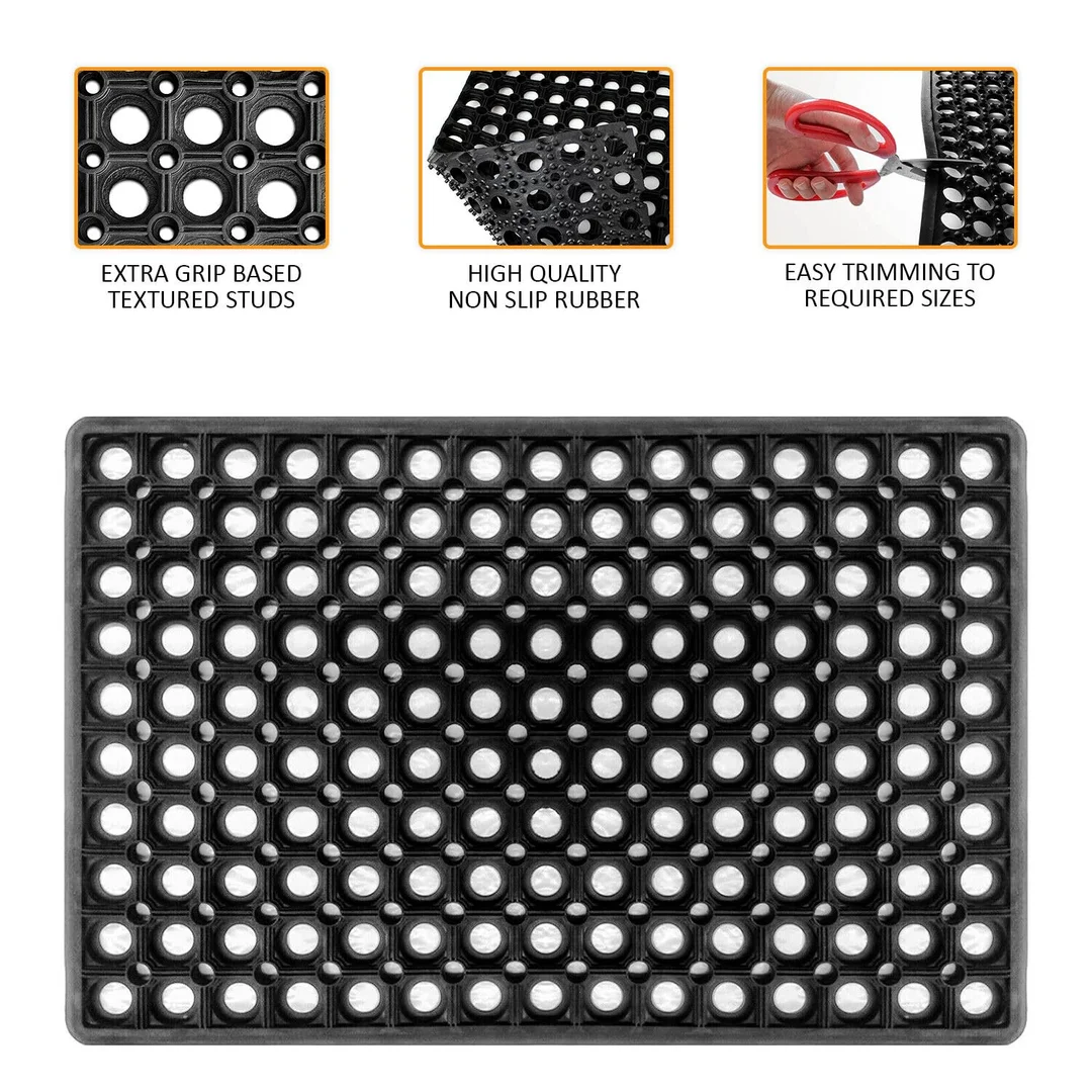 MARC Rubber Hollow Door Mat 3 Feet Black Heavy Duty Anti Slip Floor Mat for Home Bathroom Entrance Kitchen Outdoor image 2