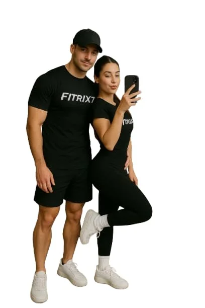 Men & Women’s Athletic Compression Gym Wear Set Black Quick Dry Performance Blend T-Shirt Couple Workout Activewear Stretch Fitness Training Sportswear Combo Black S image 1