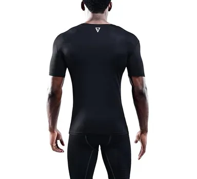 Men’s Quick Dry Gym T-Shirt Black Body Fit Sports Activewear for Gym Workout Running Training Yoga Compression Athletic Dry Fit Half Sleeve Fitness Tee for Men Black L thumbnail 1