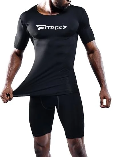 Men’s Quick Dry Gym T-Shirt Black Body Fit Sports Activewear for Gym Workout Running Training Yoga Compression Athletic Dry Fit Half Sleeve Fitness Tee for Men Black L image 3