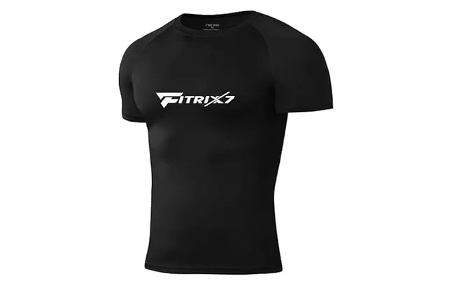 Men’s Quick Dry Gym T-Shirt Black Body Fit Sports Activewear for Gym Workout Running Training Yoga Compression Athletic Dry Fit Half Sleeve Fitness Tee for Men Black L image 1
