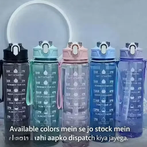 Motivational Water Bottle 1 Litre BPA Free Leak Proof Gym Sports Sipper Bottle with Time Marker for Daily Hydration Office School Yoga Running Fitness Travel image 3
