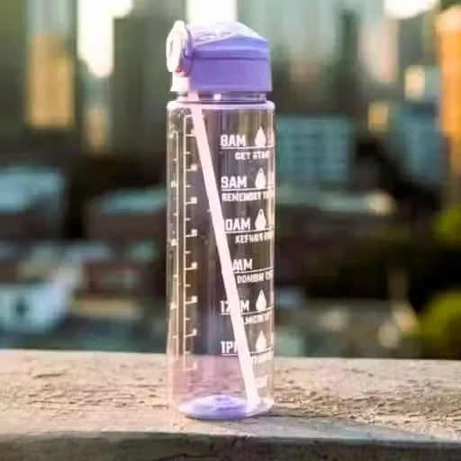 Motivational Water Bottle 1 Litre BPA Free Leak Proof Gym Sports Sipper Bottle with Time Marker for Daily Hydration Office School Yoga Running Fitness Travel image 1