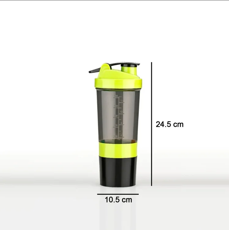 Protein Shaker Bottle 500ml with Mixing Ball, Leak Proof Gym Shaker for Protein, Juice' & Fitness Drinks (Pack of 1 -Random Color) image 2