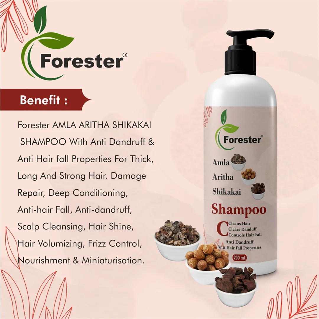 Forester Amla Aritha and Shikakai Anti Dandruff and Anti Hair Fall Shampoo (200 ml) - Pack of 2 image 3