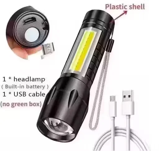 Rechargeable LED Torch Light for Power Cut, Emergency & Outdoor Use | Zoomable Focus Beam Torch with COB Side Light, 3 Lighting Modes, Waterproof Portable Flashlight for Home, Car, Camping & Security image 3