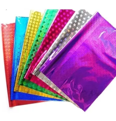 Combo (20 Gift Wrapping plastic paper | 20 Best wishes sticker | 20 Gift flower) Gift Wrapping Sheet, wrapping paper,Gift panni paper thumbnail 0