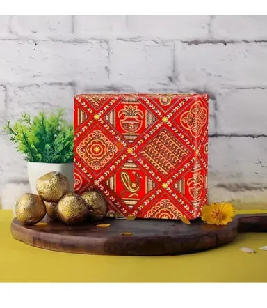  Arabian (40 Jaipuri Design Abri) Gift Wrapping Paper Sheets, Pooja Peper, Decoration Use Peper, Big Size Racking Paper, Red color thumbnail 0
