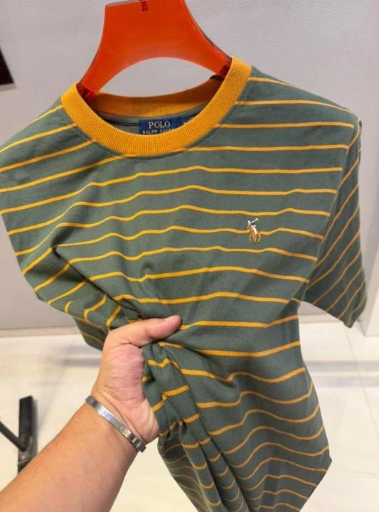 Ralph Lauren Imported Premium Cotton T-Shirt for Men Regular Fit Casual Polo Neck Branded Designer Half Sleeve Summer Wear Tee Black M image 2