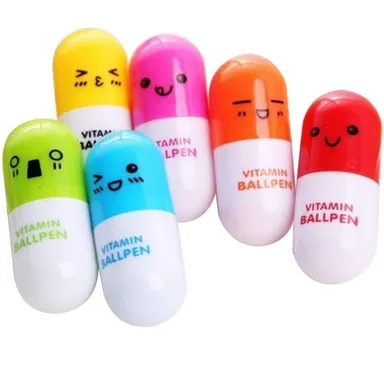  Capsule Shapes Ball Pen Birthday Party Return Gifts for Capsule Pen Kids, Multi Pack of 12 Pcs thumbnail 0