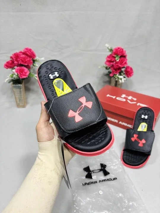 UNDER ARMOUR Ignite Adjustable Strap Slides for Men Black Red Comfort Sports Slippers Cushioned Gym Pool Casual Flip Flop Sandals Black Red 11 UK image 1