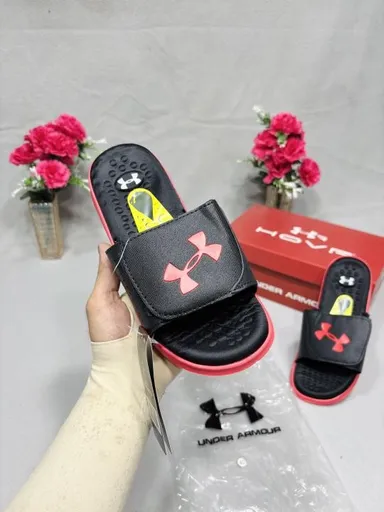 UNDER ARMOUR Ignite Adjustable Strap Slides for Men Black Red Comfort Sports Slippers Cushioned Gym Pool Casual Flip Flop Sandals Black Red 11 UK thumbnail 0