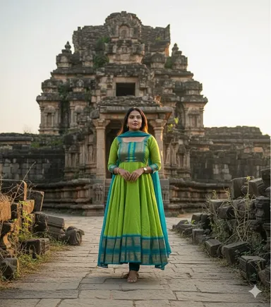 New Super Trendy Marathi Traditional Outfit for Women Ethnic Festive Party Wear Designer Cultural Fashion Dress Collection Green XL thumbnail 0