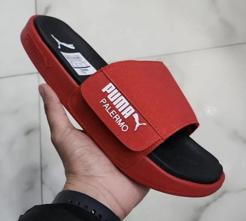 Puma Leadcat Palermo Foil Red Slides for Men & Women | Comfortable Slip-On Bathroom Slippers | Lightweight Casual Pool Slides with Cushioned Footbed & Anti-Slip Sole Red 6 UK image 1