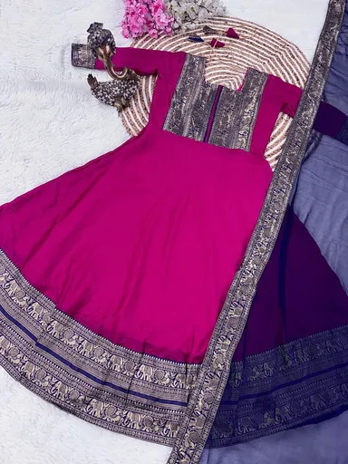 New Super Trendy Marathi Traditional Outfit for Women Ethnic Festive Party Wear Designer Cultural Fashion Dress Collection Pink L thumbnail 1