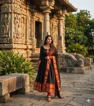 New Super Trendy Marathi Traditional Outfit for Women Ethnic Festive Party Wear Designer Cultural Fashion Dress Collection BLACK S thumbnail 0