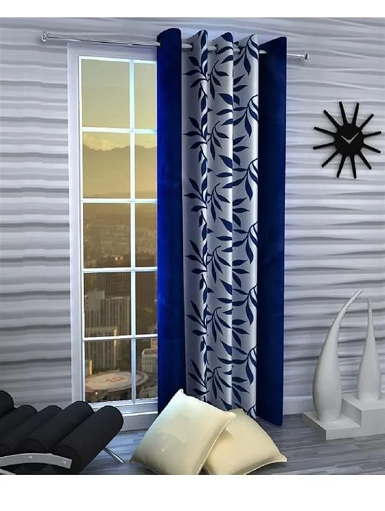 Shinzo Polyester Door Curtain for Living Room Bedroom Hall Dining Room Kitchen Home Office Window Privacy Curtain 1 Piece Decorative Washable Long Door Drapes Blue 5.0 feet image 1