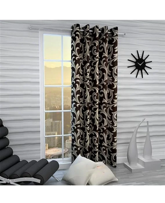 Shinzo Polyester Door Curtain for Living Room Bedroom Hall Dining Room Kitchen Home Office Window Privacy Curtain 1 Piece Decorative Washable Long Door Drapes Brown 5.0 feet image 1
