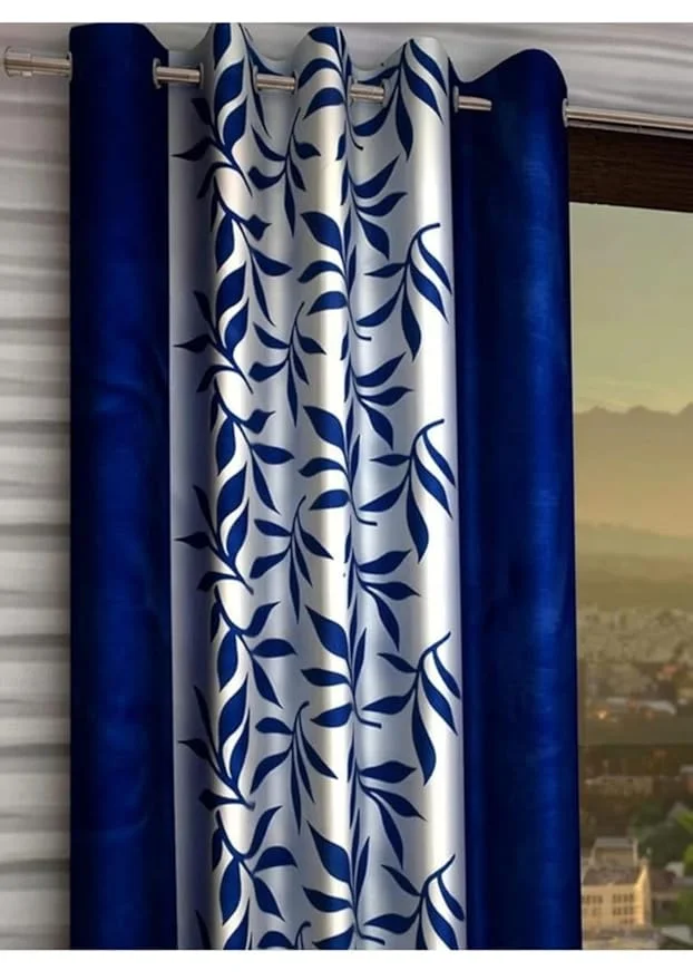 Shinzo Polyester Door Curtain for Living Room Bedroom Hall Dining Room Kitchen Home Office Window Privacy Curtain 1 Piece Decorative Washable Long Door Drapes Dark Blue 5.0 feet image 2
